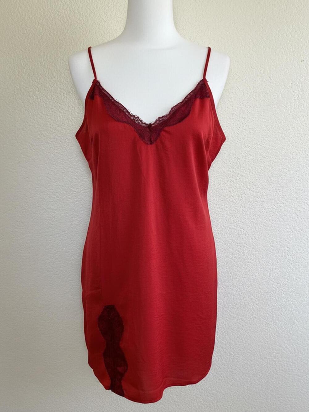 Y2K Red slip lace dress